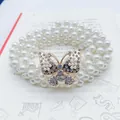 Elegant three-row pearl waist chain with a golden butterfly buckle and rhinestones - Flying Butterfly Gold