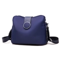 Blue nylon crossbody bag for women with multiple layers and a round metal buckle - Blue