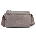 Bolso bandolera de nailon gris con múltiples bolsillos con cremallera y correa - Gris Mate
