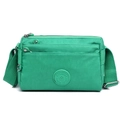 Bolso bandolera de nailon verde para mujer con múltiples bolsillos y correa ajustable - Verde Puerro