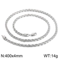 Collana a corda in acciaio inossidabile argento 400x4mm con trama a spirale - Acciaio 400x4mm