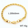 Golden 5mm rope chain bracelet in stainless steel with lobster clasp and 200mm length - Twist Chain Gold (KB164878-Z)