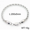 5mm silver rope chain bracelet in stainless steel with secure lobster clasp and 200mm length - Twist Chain Steel Color (KB164875-Z)