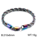 Rainbow plated titanium steel rope chain bracelet for men with lobster clasp, 210x6mm size - 21cm / 6mm / Colorful