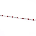 Dettaglio di catena in acciaio inox argento con perline di smalto rosso per gioielli fai-da-te - Rosso