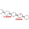 Polished stainless steel round link chain with 14mm diameter and 1.8mm wire thickness - Polished Round Circle Chain 14mm