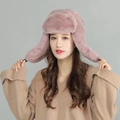 Gorro de aviador térmico con orejeras en piel sintética color rosa empolvado - Talla única / Rosa