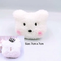 Cute white plush bear coin purse with pink blush detail and embroidered face 7x7cm - Blush White Bear Original (Open Back)