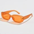 Detail view of vintage orange translucent rectangular sunglasses with matte finish - C10 Matte Orange