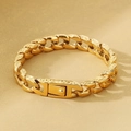 Pulsera cubana dorada de acero de titanio con grabado texturizado detallado - Color Dorado (KB44059-D)