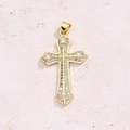 Dreidimensionaler Pfeilkreuz-anhänger Aus Weißem Zirkon (gold) | 1 Stück/paket / 35 X 21 Mm (öffnung: 5 X 3 Mm)