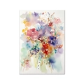 Nordic watercolor abstract floral art print with vibrant botanical colors in vertical layout - Style A