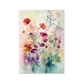 Modern Nordic watercolor floral bouquet art print with vibrant red and blue hues - Style B