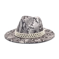 Detail of wool fedora hat with snake print pattern and triple-layer faux pearl trim - M (56-58cm) / White