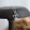 Silver lily fleur-de-lis necklace with sparkling crystal pendant for elegant women - Fleur-de-lis Silver