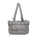 Moderne schwarz-weiß gestreifte Stepptasche mit Schleifendetails für Damen - Schwarz