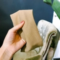 Minimalist khaki knitted ribbed wide headband for women featuring an elastic cross design - Flat Band / Khaki