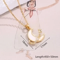 White Zircon Ring Star Moon Necklace (gold)|1 Strand/package / 18x17mm (length:450+50mm)