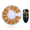 Macro detail of golden nail art chains with a storage box and decorated nail tips - Flat Metal Chain Disc