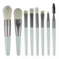 Light blue 8-piece professional makeup brush set with grey bristles on a white background - 8Pcs Set / Gray