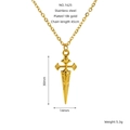 Collar de cruz de daga en acero inoxidable chapado en oro de 18k para hombre y mujer - Dorado