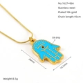 Hamsa Hand Halskette aus vergoldetem Edelstahl mit blauem bösen Blick Anhänger - Himmelblauer Hamsa Hand Stil (ZYG1627+066)