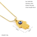 18K vergoldete Edelstahl Hamsa Halskette mit blauem Evil Eye Anhänger 45cm lang - Goldener Böser Blick Perlenstil (ZYG1648+066)