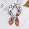 Elegant baroque floral silk square scarf with vintage red and grey patterns in a ring style - French Pattern Orange / 70cm