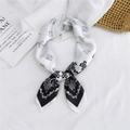 Elegant black and white paisley silk scarf with a lightweight and smooth texture - Black Paisley Frame / 70cm