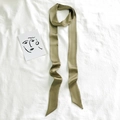 Elegant olive green skinny silk scarf with a smooth satin finish for bag handles and hair - 200cm / Bean Green