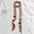 Pink narrow long silk scarf for handbag handles and hair decoration on white fabric - 200cm / Dusty Pink