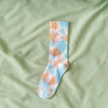 Vibrant tie-dye crew sock in orange, blue, and white cotton blend for street style - One Size / Sky Blue Tie Dye