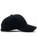 Side view of a black cashmere baseball cap with a classic curved brim and metal buckle - Adjustable / Black