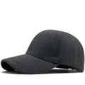 Men's dark grey cashmere wool baseball cap with a warm textured finish and curved brim - Adjustable / Gray