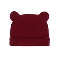 Newborn baby beanie with Mickey ears in dark wine red, soft cotton knitted infant hat - Burgundy