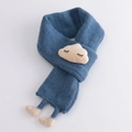 Cute dark blue knitted toddler scarf featuring a soft plush cloud and 3D dangling legs - Blue