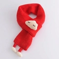 Red knit toddler scarf with cute cloud patch and white pom-pom soft winter neck warmer - Red