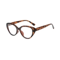 Retro oval cat eye sunglasses featuring a classic brown tortoiseshell leopard pattern frame - Tortoise Frame Anti-blue Lens