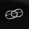 Silver number 6 brooch with inlaid rhinestones and sparkling metallic finish - Figure 8/Infinity Style (YNCP04804) / Silver
