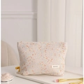 Beige gestrickte Kosmetiktasche mit bunten Sprenkeln und Webstruktur, H&R BAG Modell - Groß