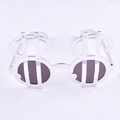 Funny silver dollar sign party sunglasses with dark grey lenses for birthday props - Dollar Sign Silver