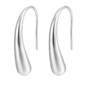 Polished silver stainless steel teardrop hook earrings with a minimalist mirror finish - Steel Color (Polished)