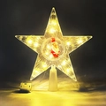 Lighted transparent Christmas star tree topper with warm glow and Santa figure - 18cm Striped Ball Santa Warm White (Button Battery)