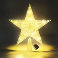 Detail of warm glow LED transparent plastic star tree topper with battery box - 20cm Three-Layer Star Warm White (Button Battery)