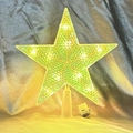 Detail of a gold glitter star Christmas tree topper with warm LED lights and a battery pack - 21cm Magic Color Warm White (Button Battery)