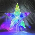 Close-up of a clear plastic tree topper star with colorful LED lights and battery base - 21cm Magic Color Multicolor (Button Battery)