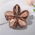 Elegant rose gold metal plumeria hair claw clip with a glossy finish for women - 8cm / Rose Gold