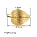 Golden leaf cuff bracelet with green gemstones and detailed vein texture, 6.5cm width - Leaf Green Rhinestone Style (B1115)