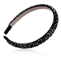 Elegant black crystal headband featuring multifaceted beads and a non-slip fabric lining - Four Rows / Black
