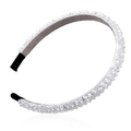 Elegant silver headband with sparkling crystals and a comfortable grey velvet lining - Four Rows / White